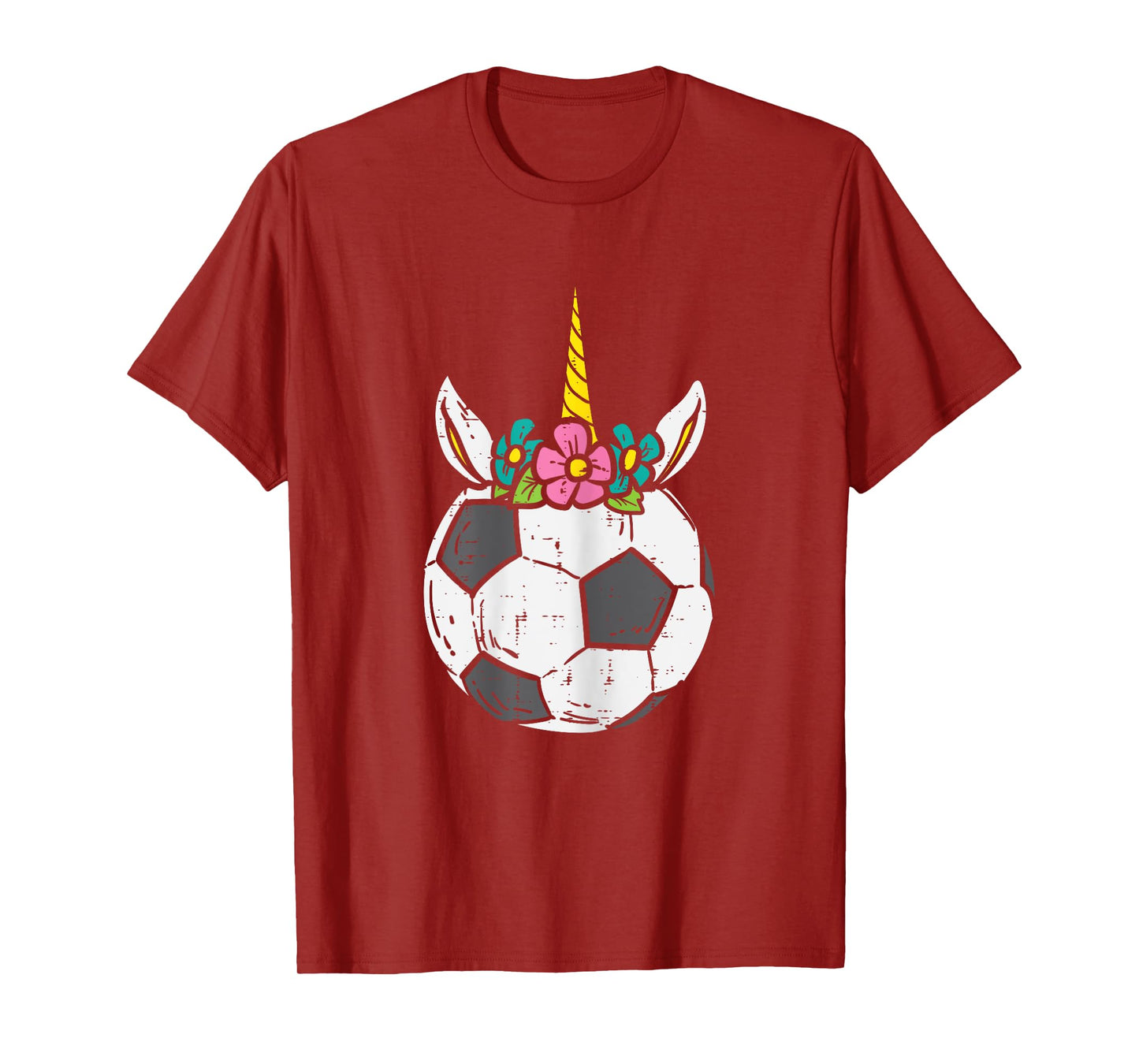Unicorn Head Soccer Ball Cute Football Player Girls Women T-Shirt
