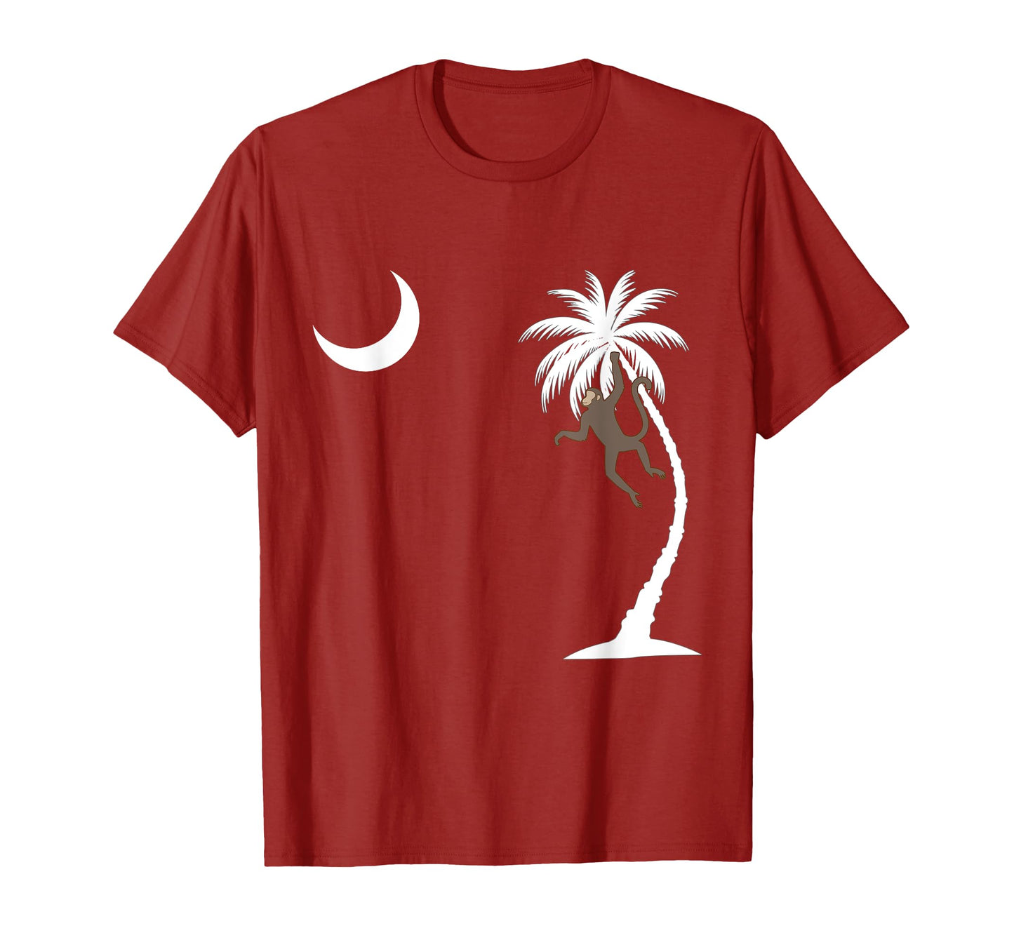 Monkey in a Palm Tree looking at a crescent moon SC Flag T-Shirt