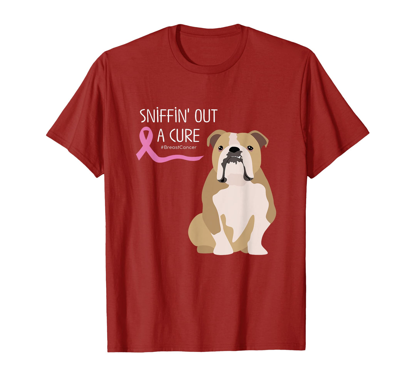 English Bulldog Dog Lover Breast Cancer Awareness T-Shirt