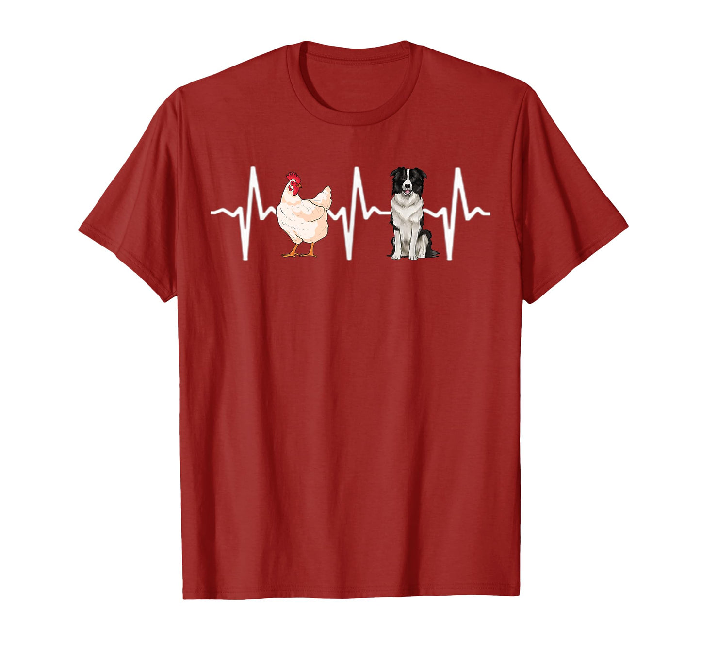 Hen Chicken Border Collie Heartbeat Dog Lover T-Shirt