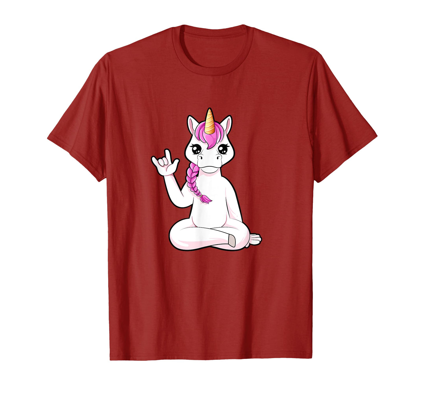 Cartoon unicorn shows I love you - ASL hand gesture T-Shirt