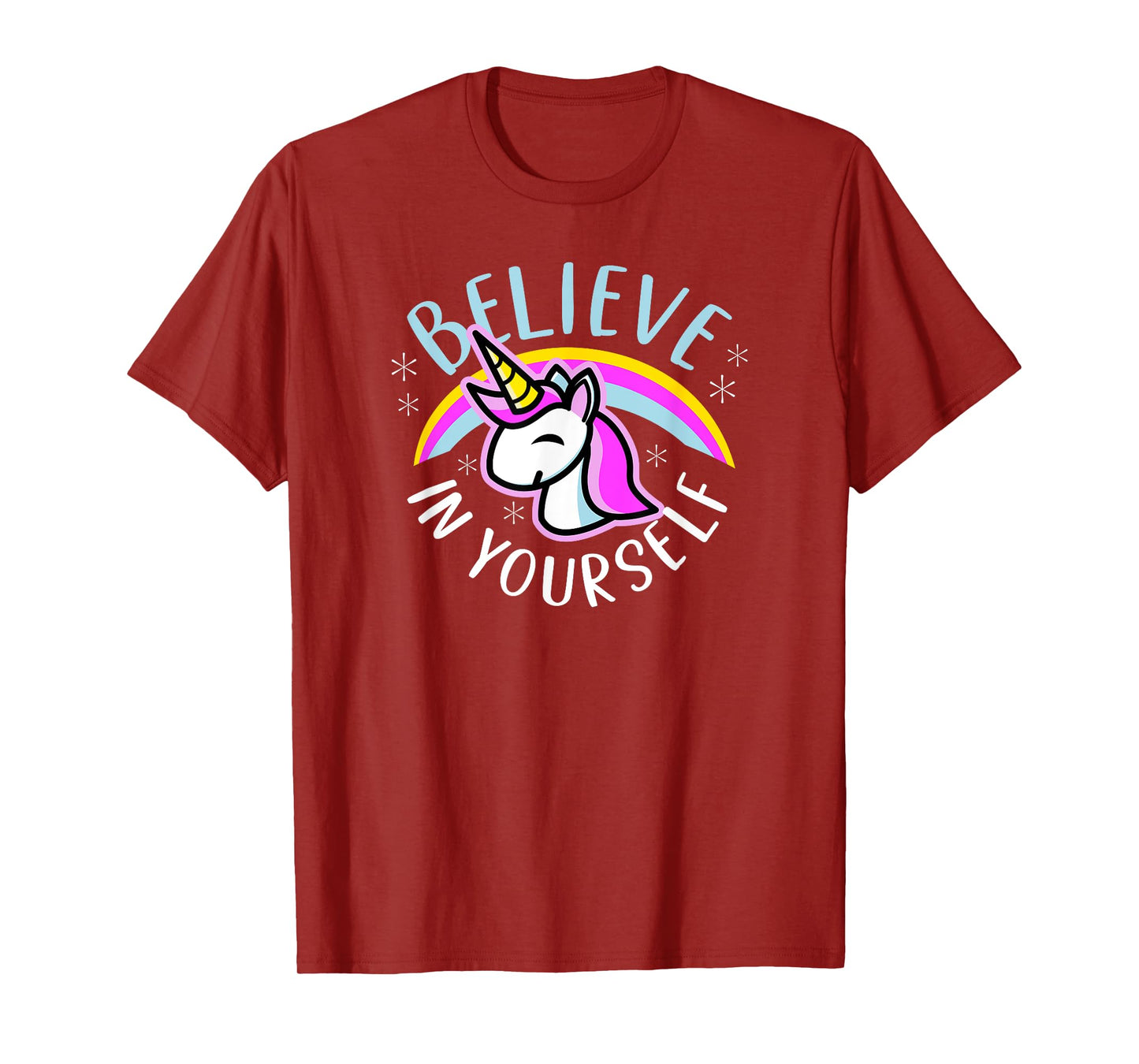 Believe In Yourself - Cute Kawaii Unicorn Rainbow T-Shirt