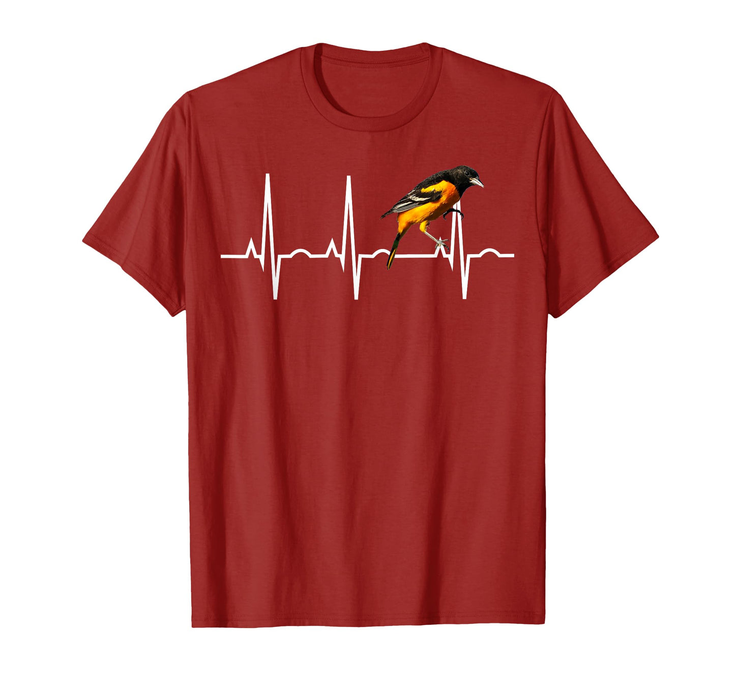 Oriole Shirt for Birders - Baltimore Oriole Heartbeat Tee T-Shirt