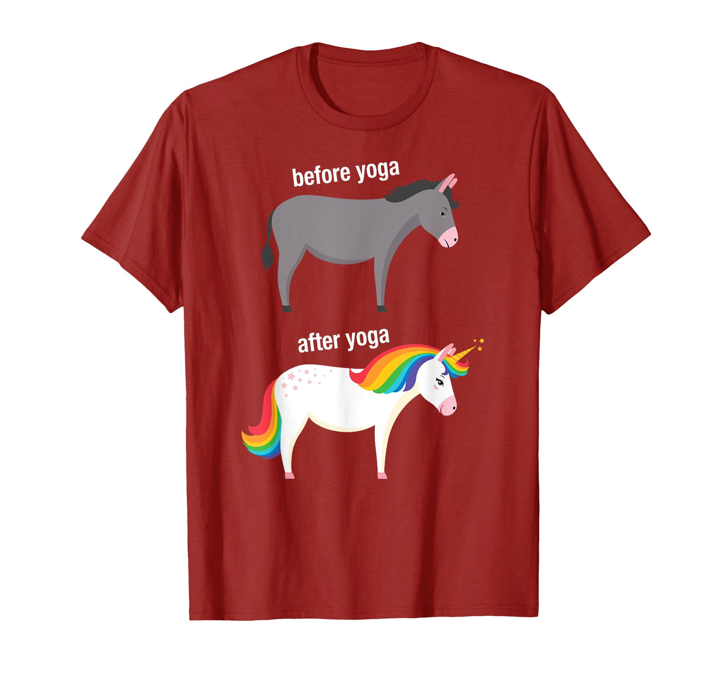 Before and After Yoga Funny Unicorn illustration Design T-Shirt