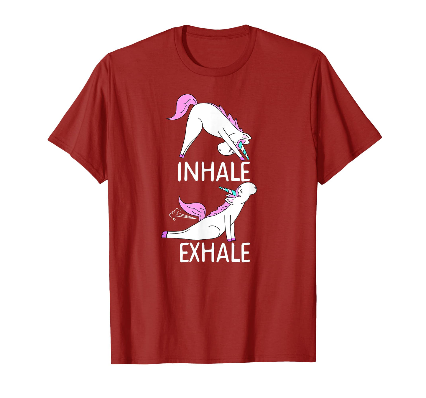 INHALE EXHALE Funny Farting Unicorn Yoga Meme T-Shirt