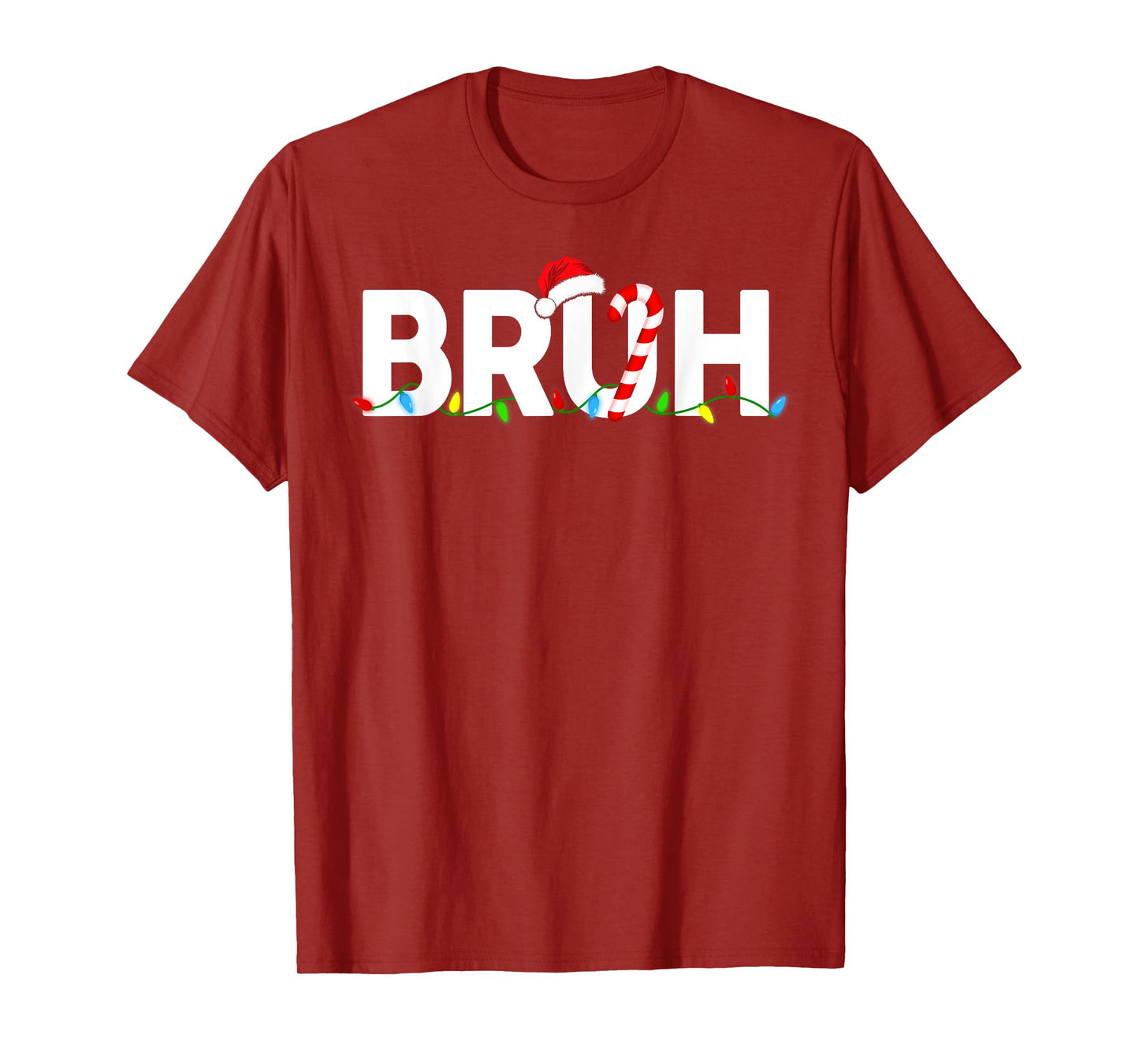 Bruh Funny Christmas Lights Teens Boys Kids Xmas Pajamas T-Shirt