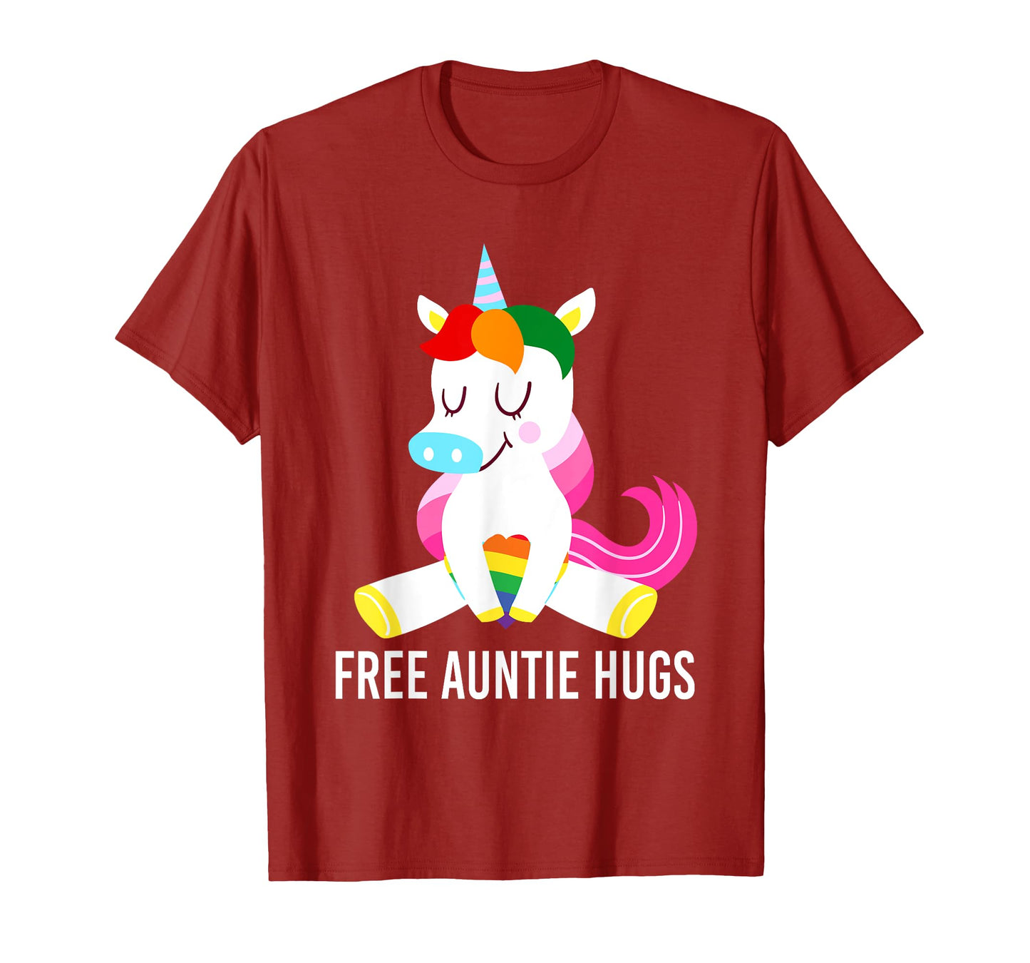 Free Auntie Hugs Unicorn Rainbow Flag LGBT Gay Pride Month T-Shirt