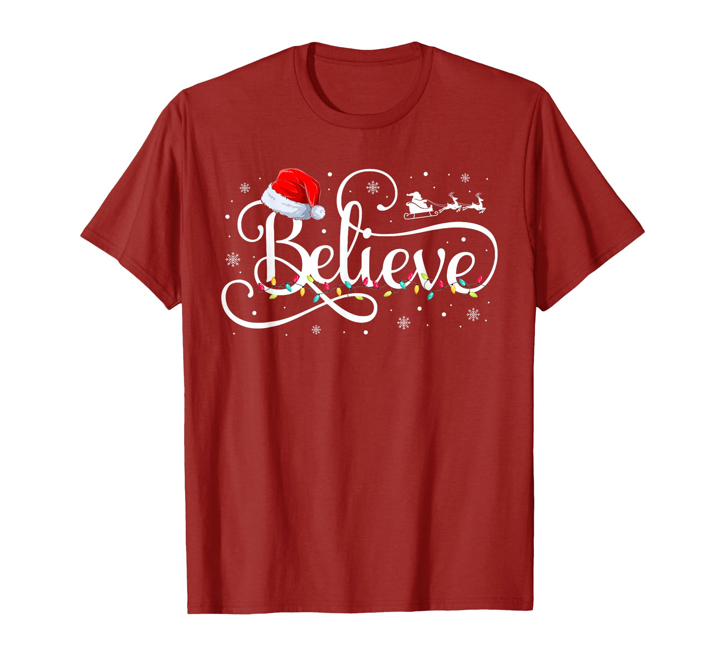 Christmas Believe Santa Claus Funny Family Matching Kids T-Shirt