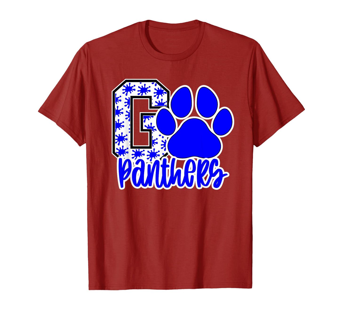 Go Panthers Splatter Blue White Panther Pride School Spirit T-Shirt