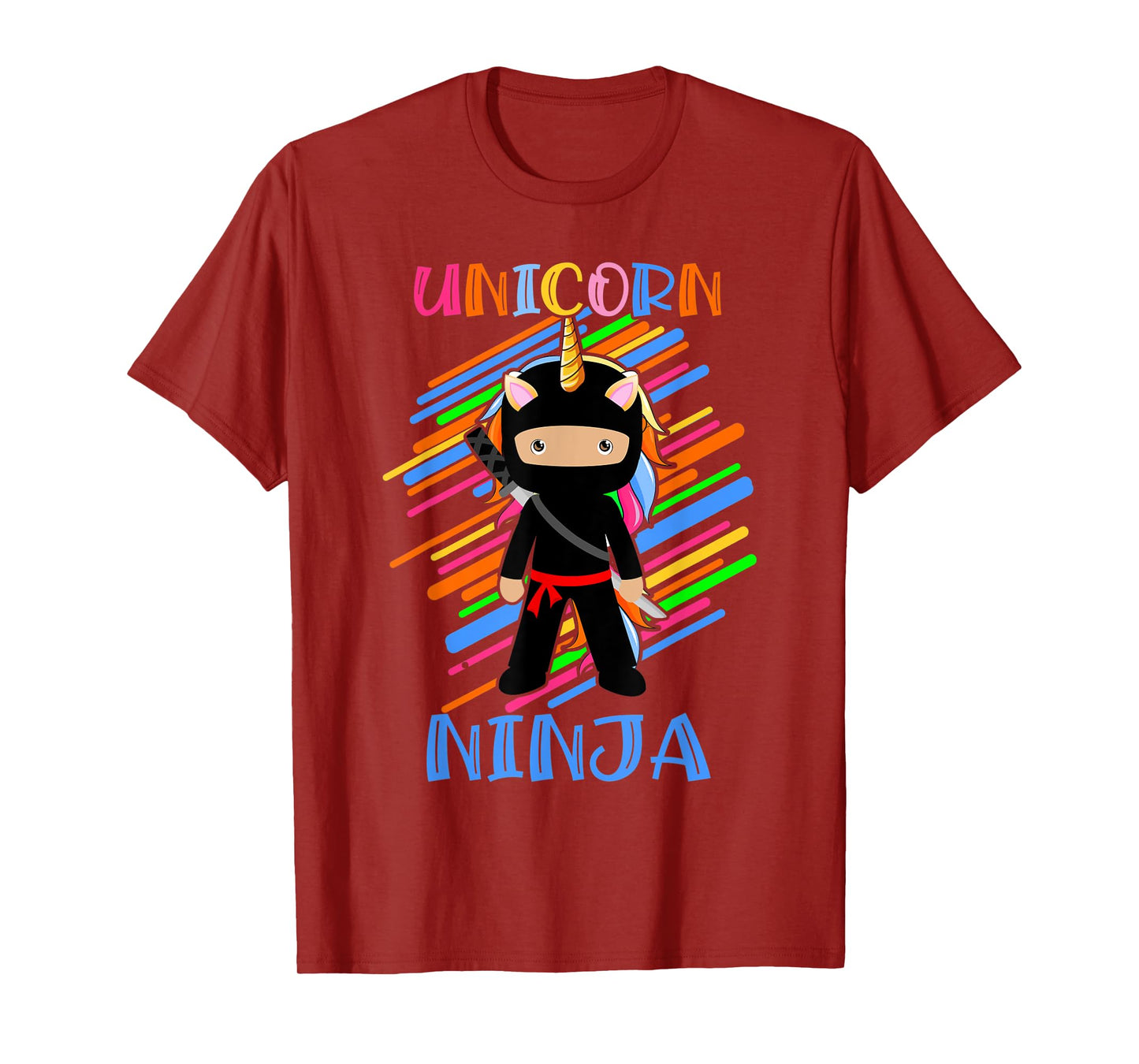 Cute Unicorn Ninja Rainbow Fighter Lover Boys Girls Kids T-Shirt