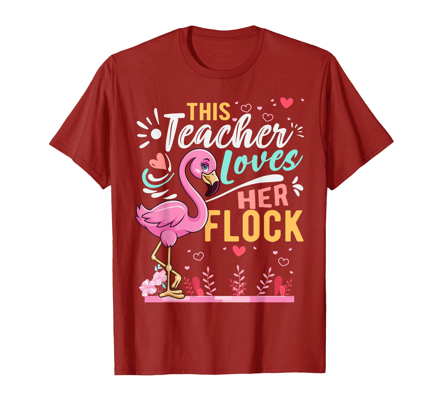 This Teacher Loves Her Flock Flamingo Teacher Back To School T-Shirt