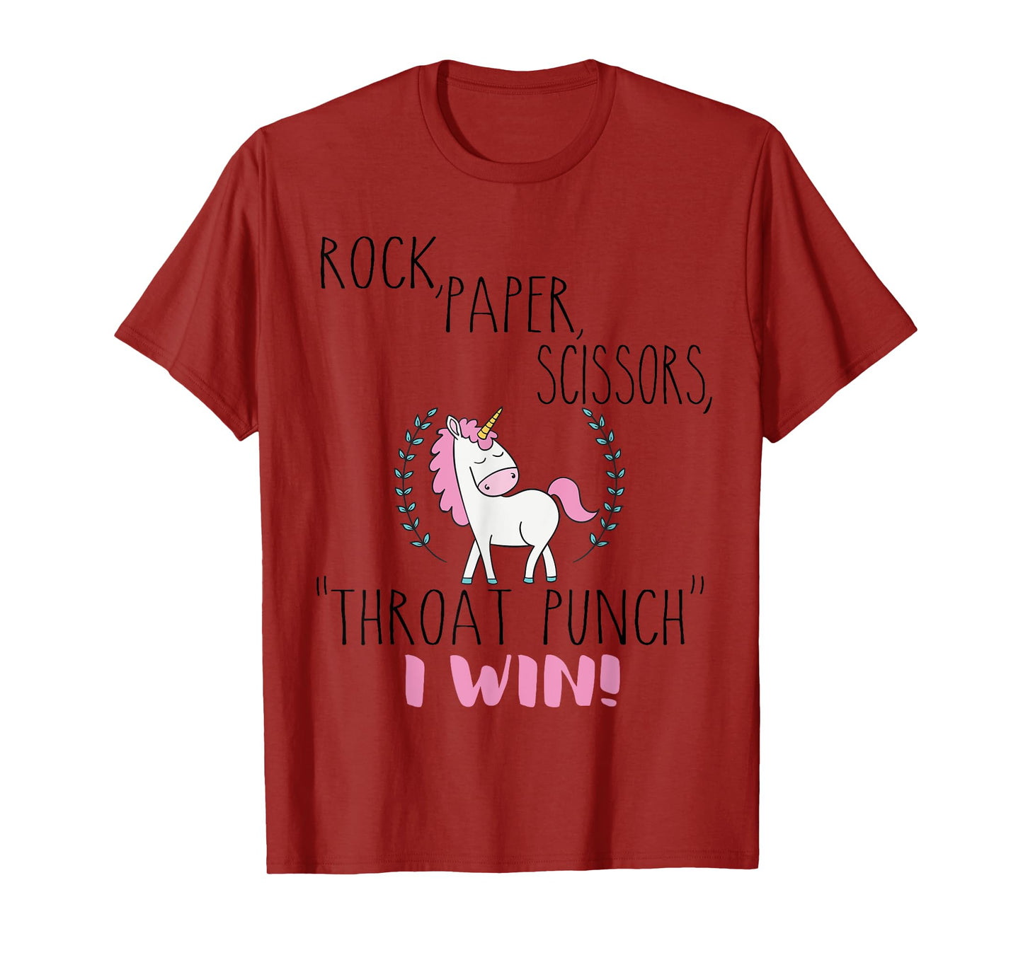Funny Unicorn Rock Paper Scissors Throat Punch I Win T-Shirt