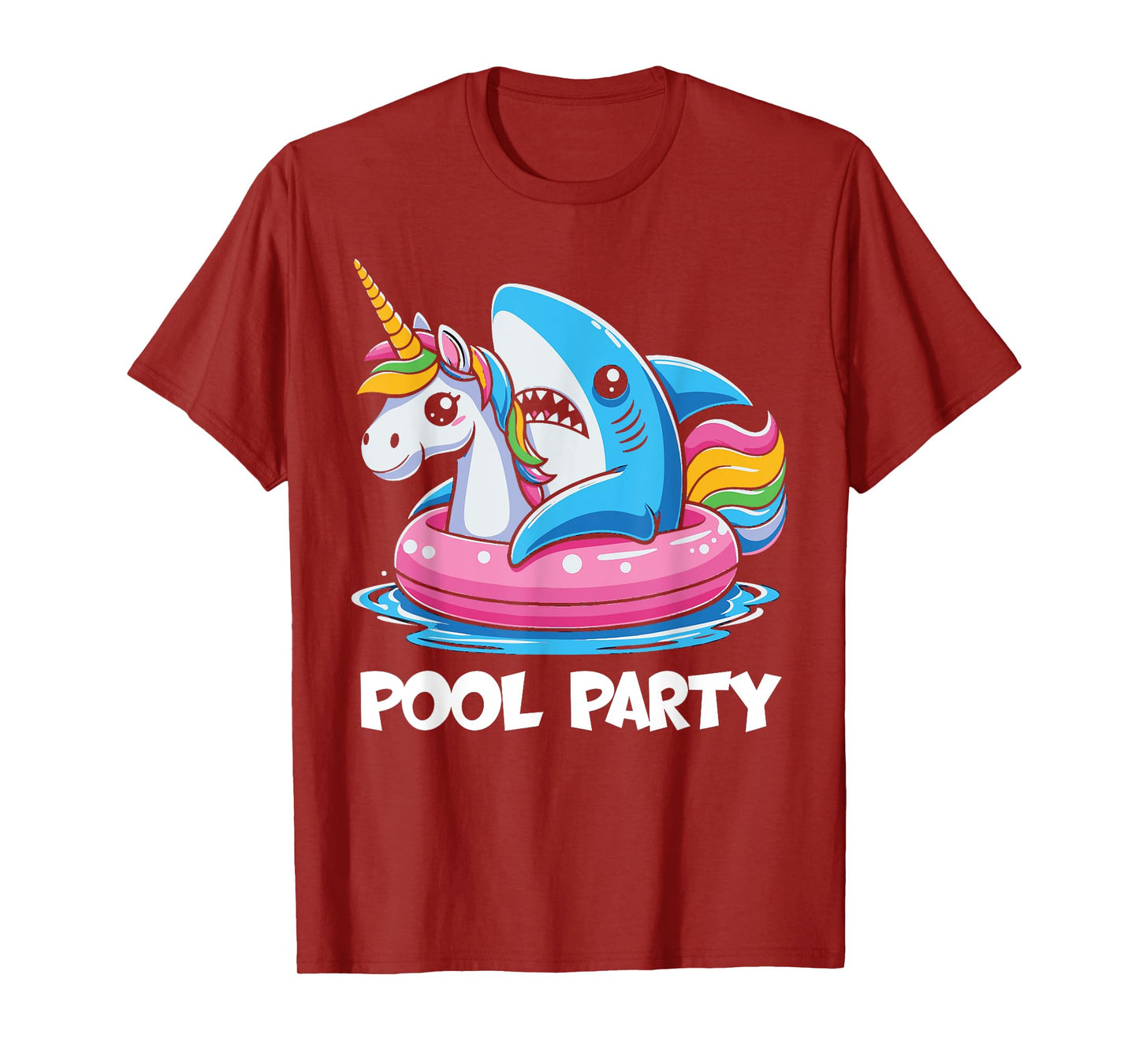 Pool Party Funny Shark And Unicorn Swimming Summer T-Shirt for Men Women Kids