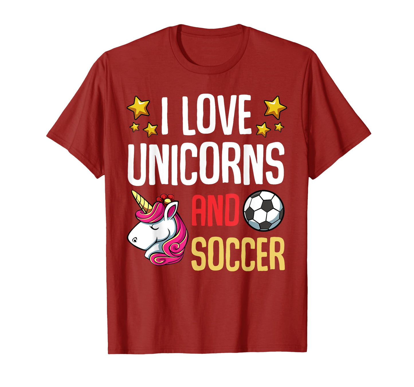 I Love Unicorns And Soccer Field Funny Football Team Player T-Shirt