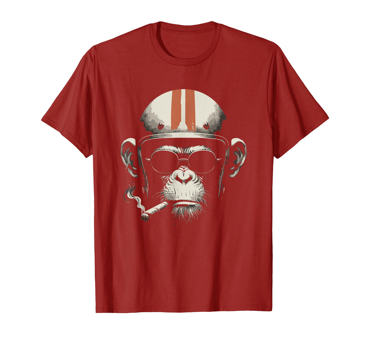 Cigar smoking monkey retro vintage motorcycle biker helmet T-Shirt