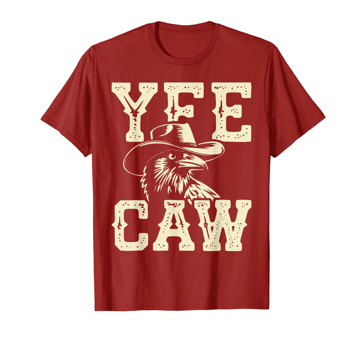 Vintage Crow Cowboy Hat Yee Caw Funny Western Crow Lover T-Shirt