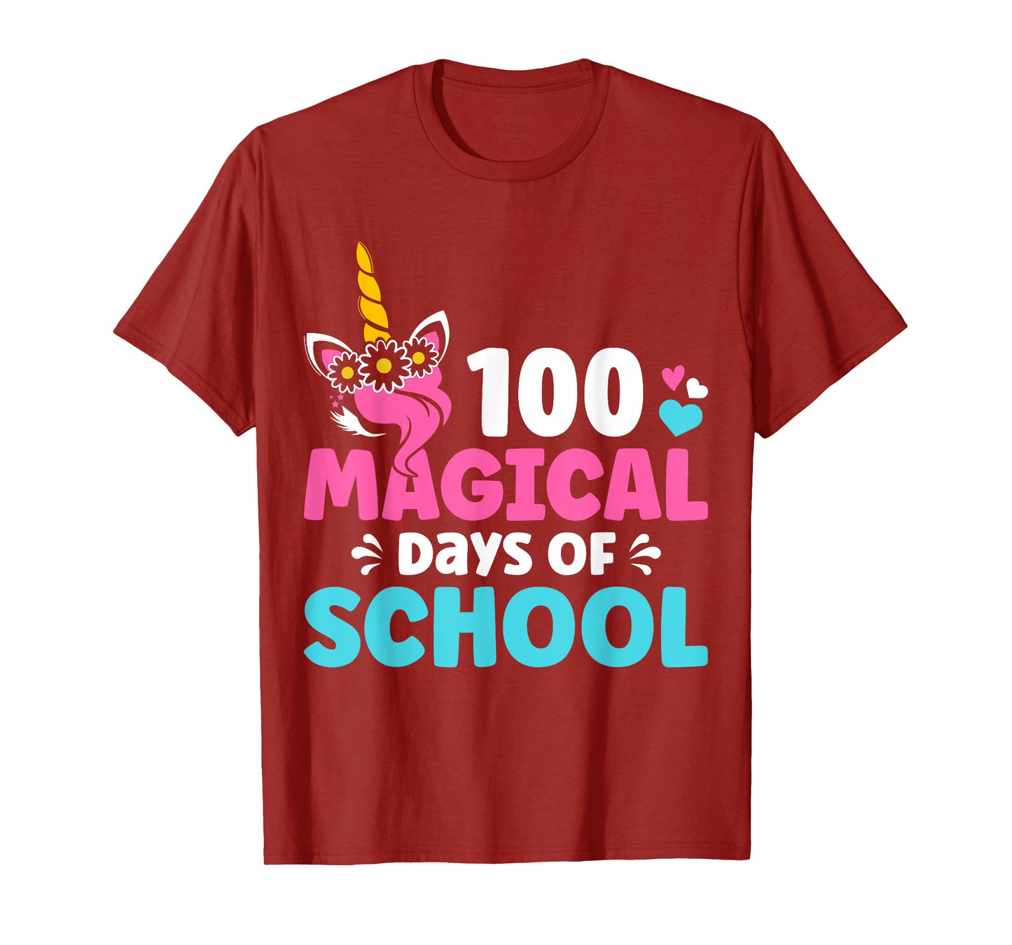 100th Day of Kindergarten For Girls 100 Magical Days Unicorn T-Shirt