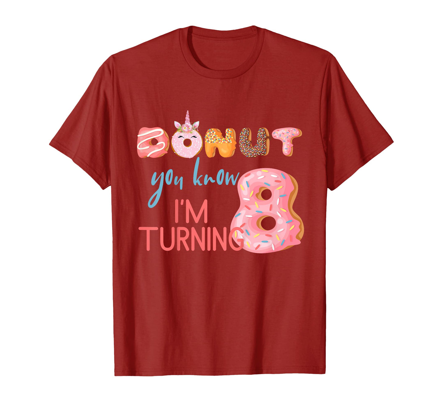 8th Birthday TShirt 8 Eight Unicorn Donut Birthday Shirt T-Shirt