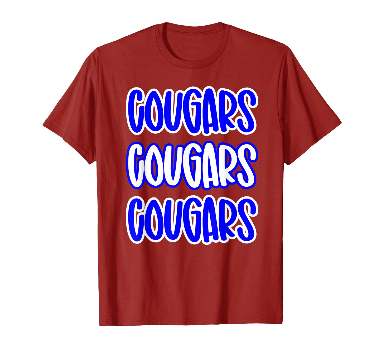 Cougars Repeating School Spirit Blue White T-Shirt