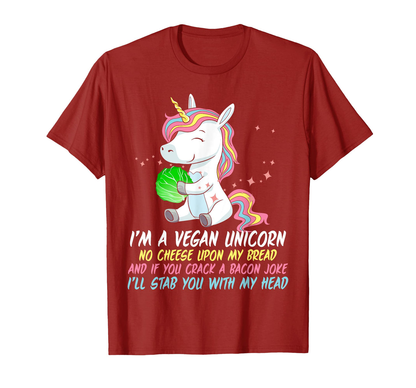 Vegan Unicorn Funny Saying Badass Men Women Herbivore T-Shirt