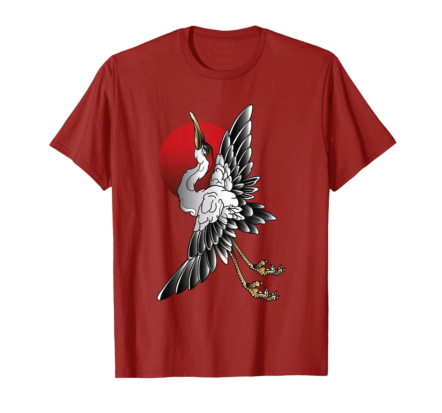 white Sandhill Crane Bird Japanese style art T-Shirt