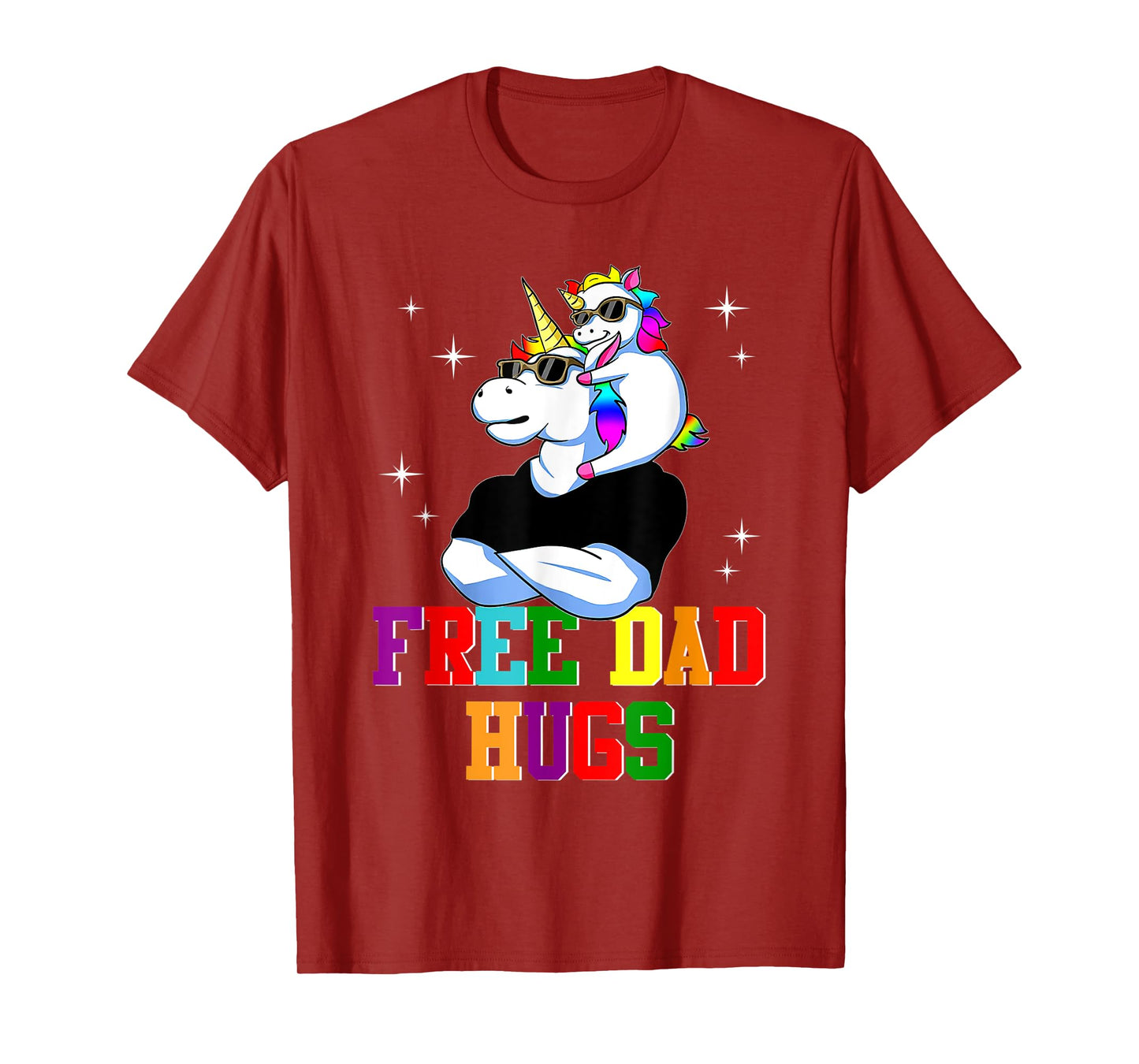 Free Dad Hugs Unicorn LGBT Rainbow Family Gay Pride Month T-Shirt