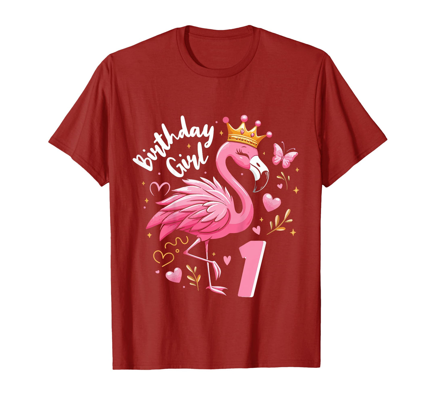 Kids 1st Birthday Gift Flamingo Fan 1 Year Old Girls 1st Bday T-Shirt