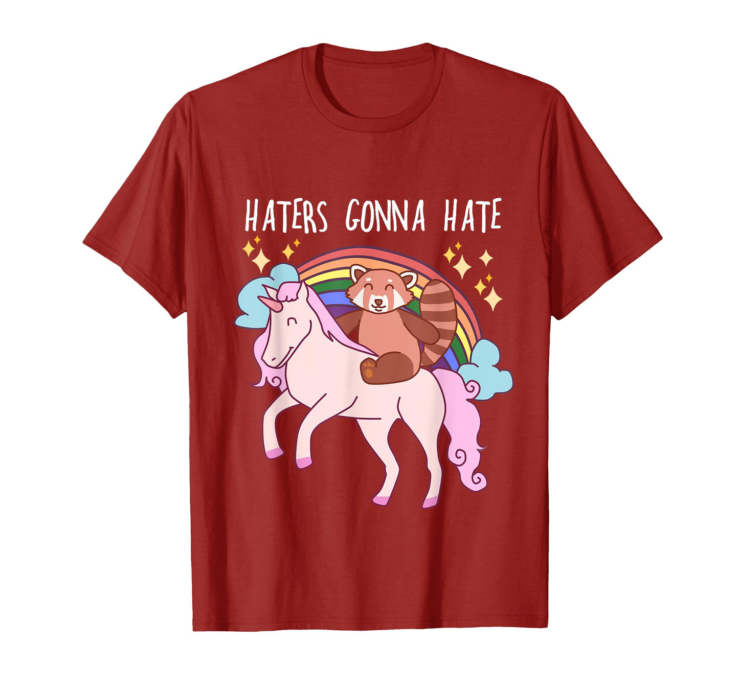 Haters Gonna Hate Funny Red Panda Riding Unicorn T-Shirt T-Shirt