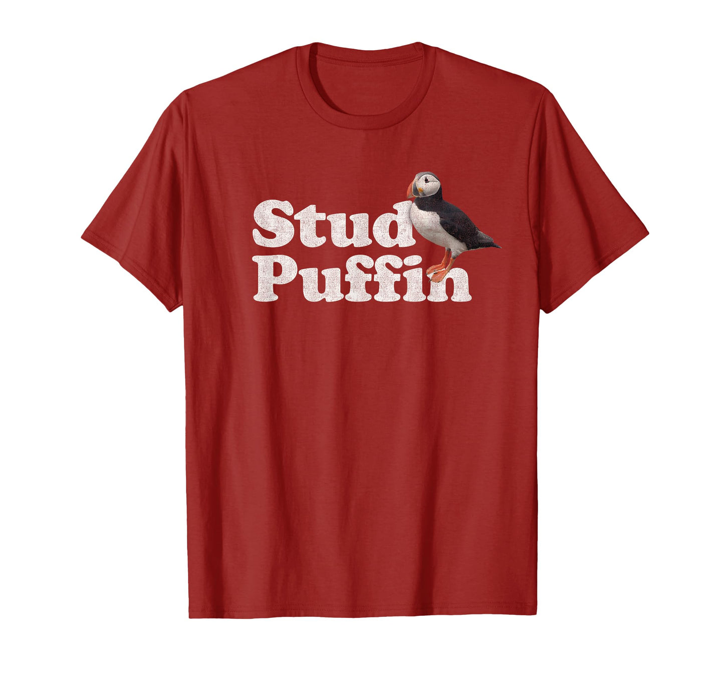 Stud Puffin T-Shirt - Retro Vintage Style - Black - Unisex-Adults - Short Sleeve - Classic Fit - Cotton Blend - Small