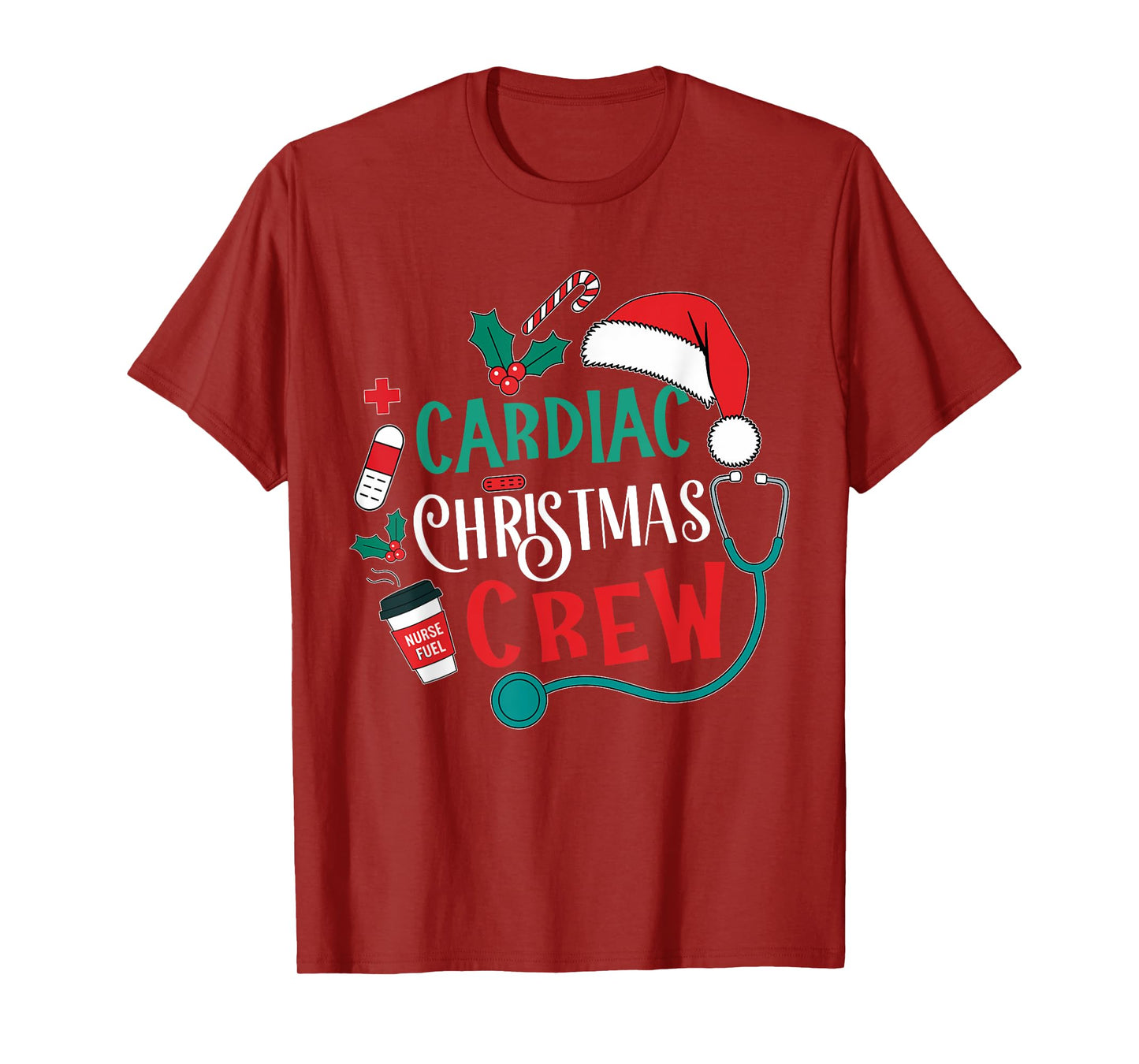 Cardiac Christmas Crew Cardiology Stethoscope Nurse Xmas T-Shirt