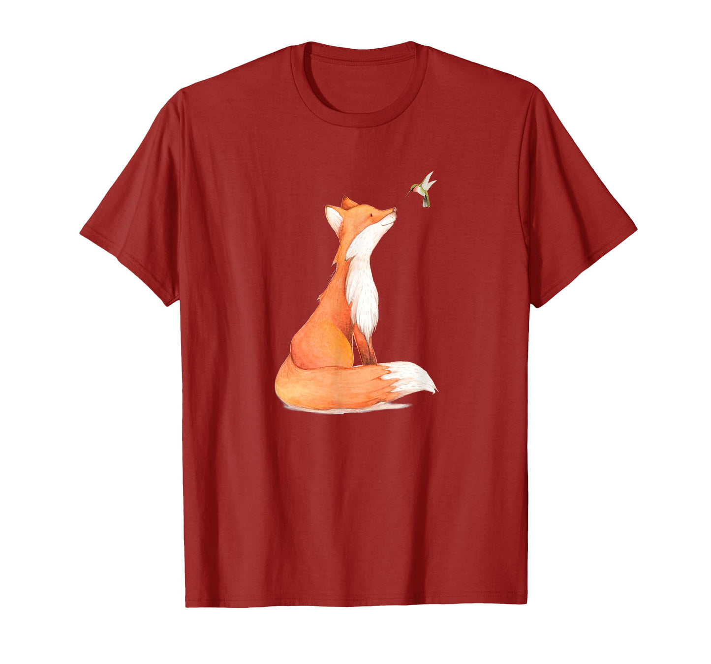 The Cute Fox And Hummingbird Vintage Retro Present For Lover T-Shirt