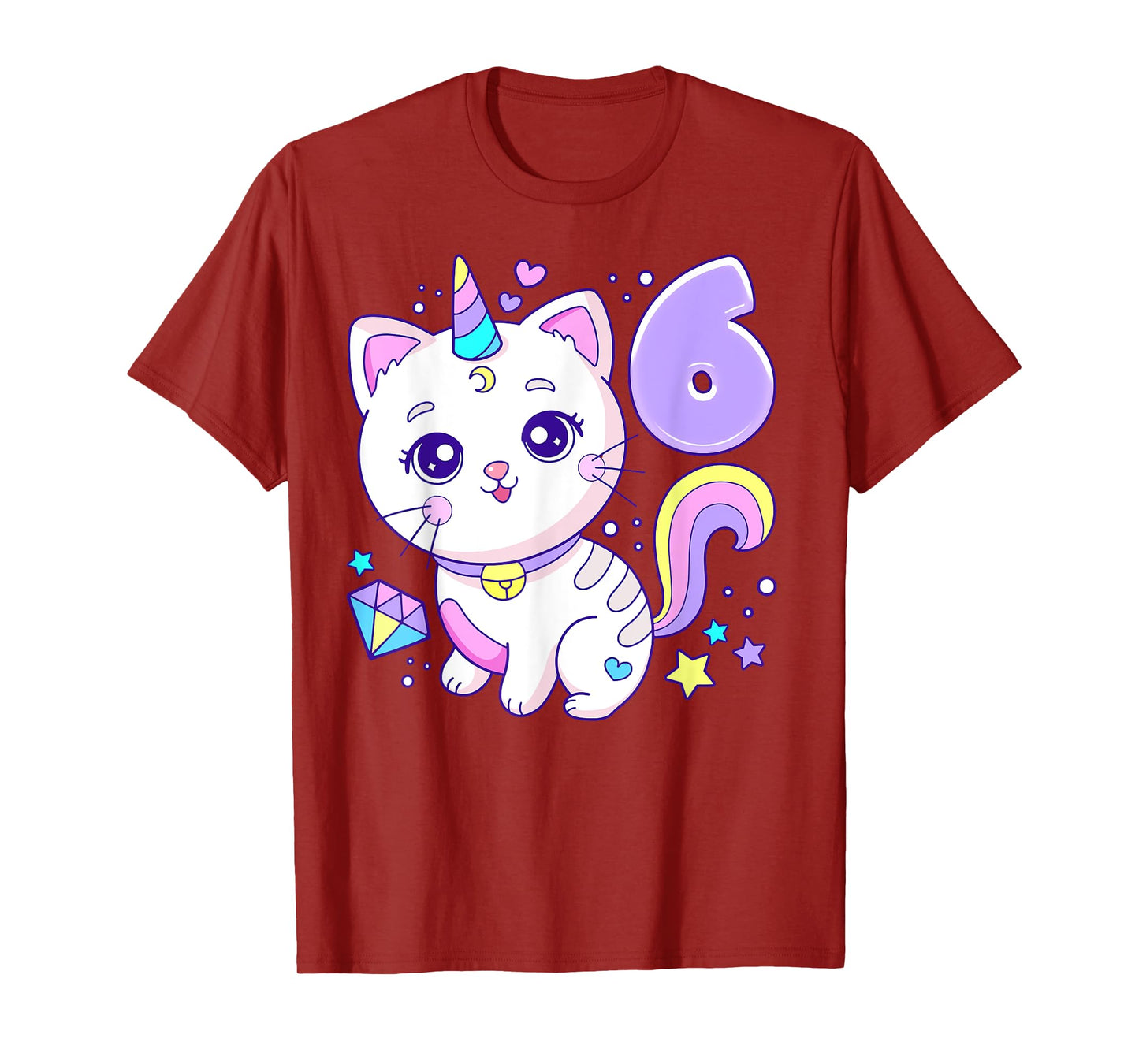 Birthday girl 6 years old, cat, unicorn, 6th birthday T-Shirt