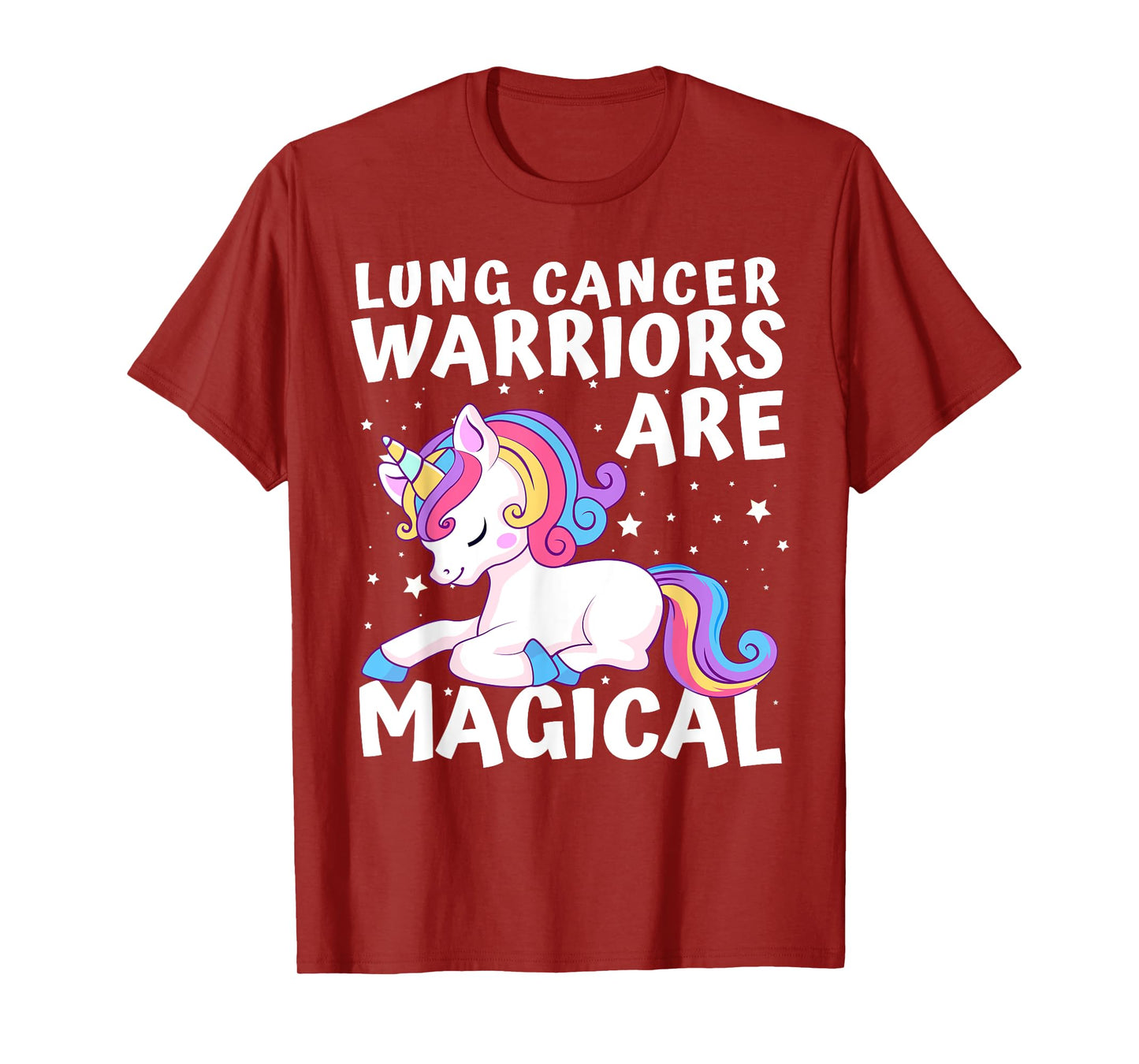 Warriors Are Magical Lung Cancer Awareness Unicorn White T-Shirt