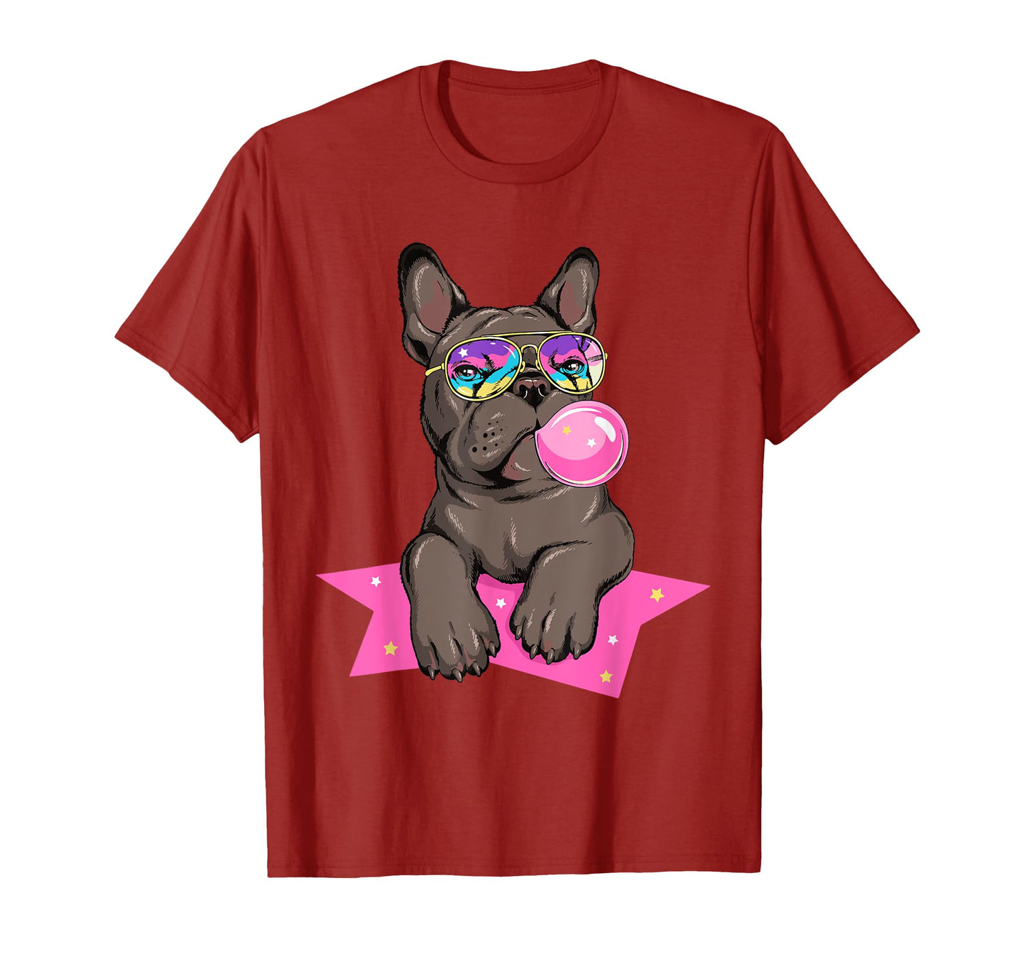 Funny French Bulldog Rockstar Bubblegum Frenchie Dog Lover Men Women Kids T-Shirt