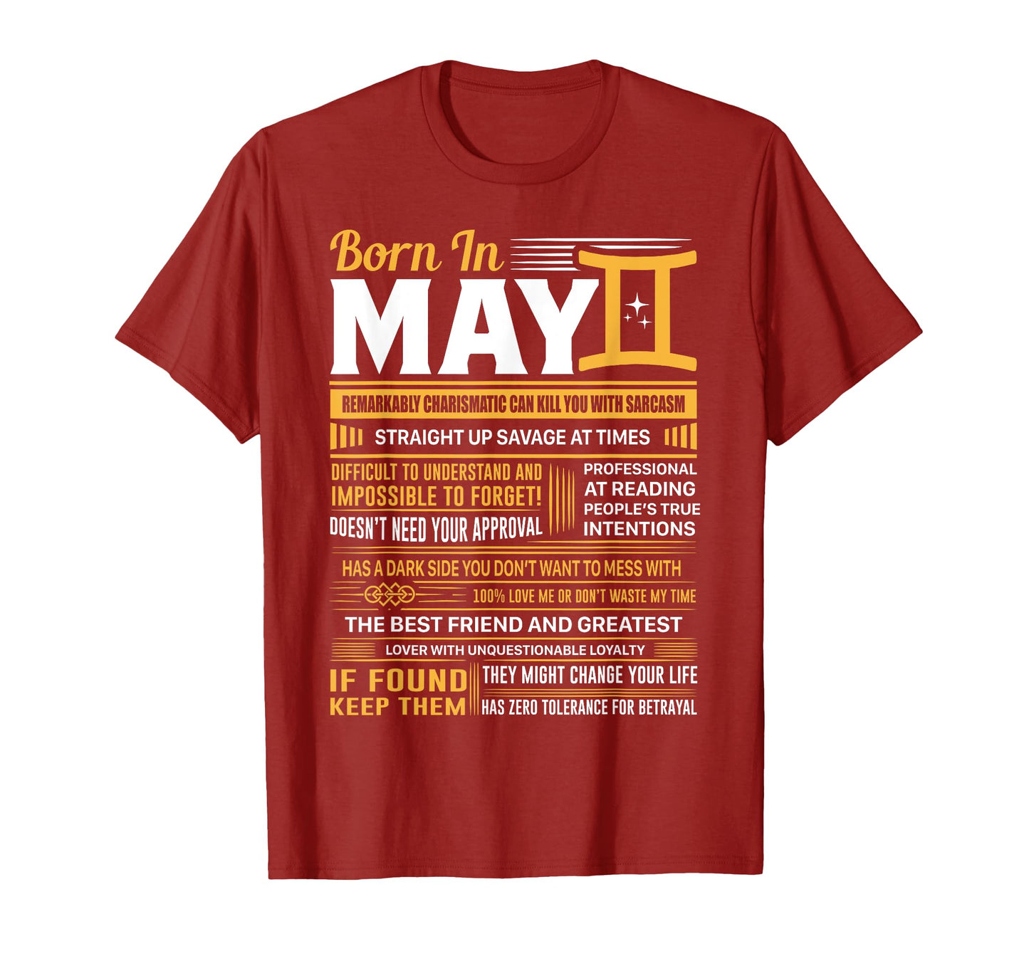 Born In May Gemini Funny Birthday Gift T-Shirt