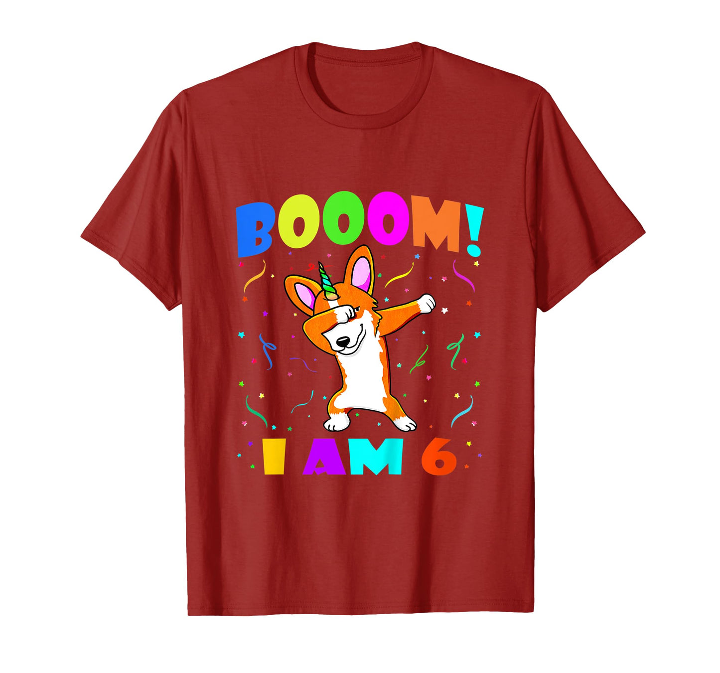 Kids Dabbing Corgicorn Booom! I Am 6 Boy Girl 6th Birthday Outfit T-Shirt