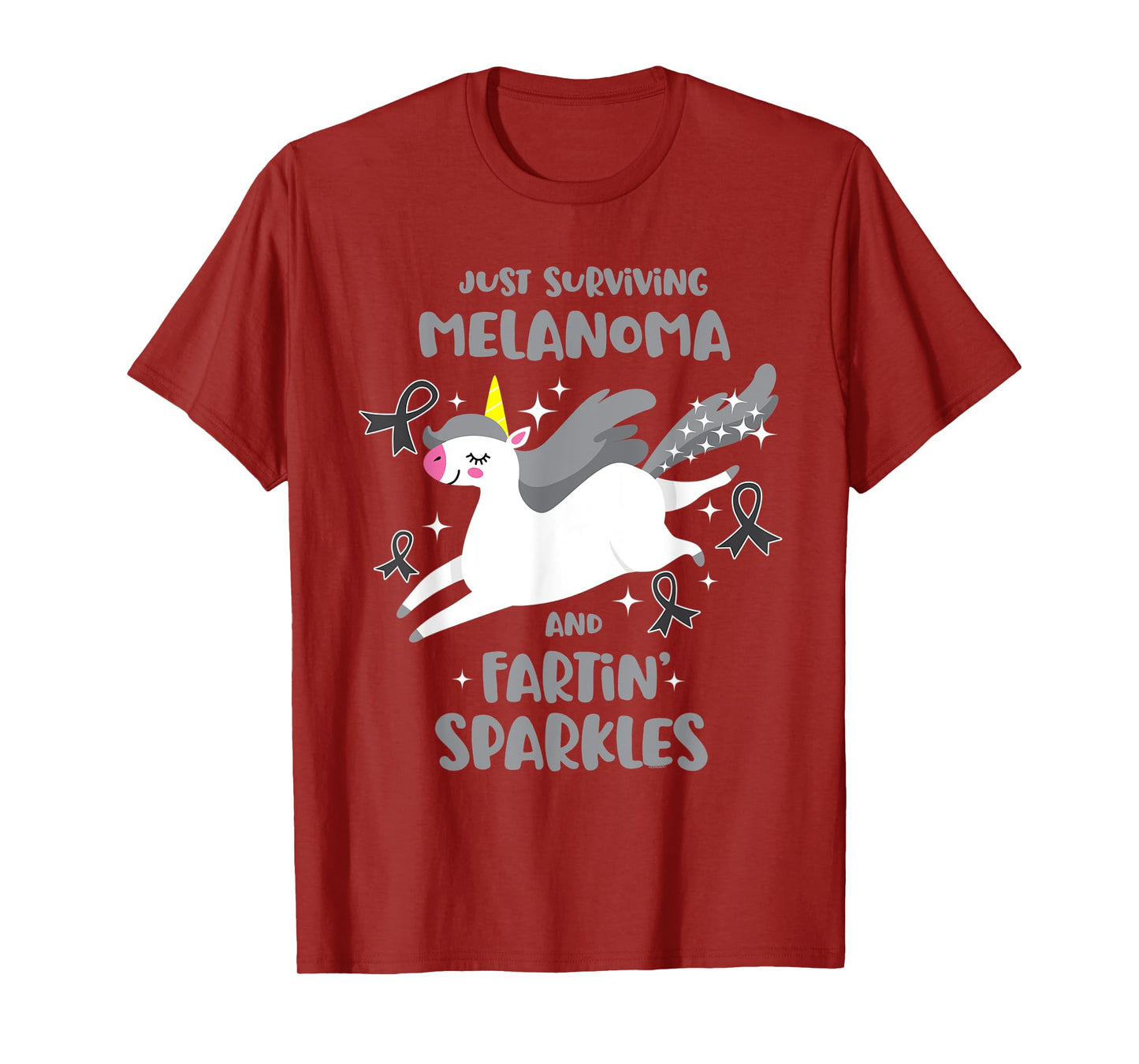 Melanoma Survivor Quote Farting Unicorn Cancer Awareness T-Shirt