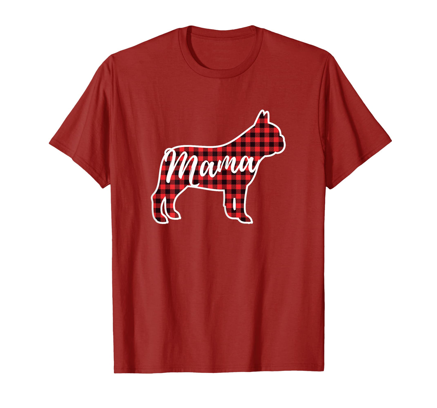 Red Plaid Mama French Bulldog Dog Mom Buffalo Pajama Shirt T-Shirt for Women