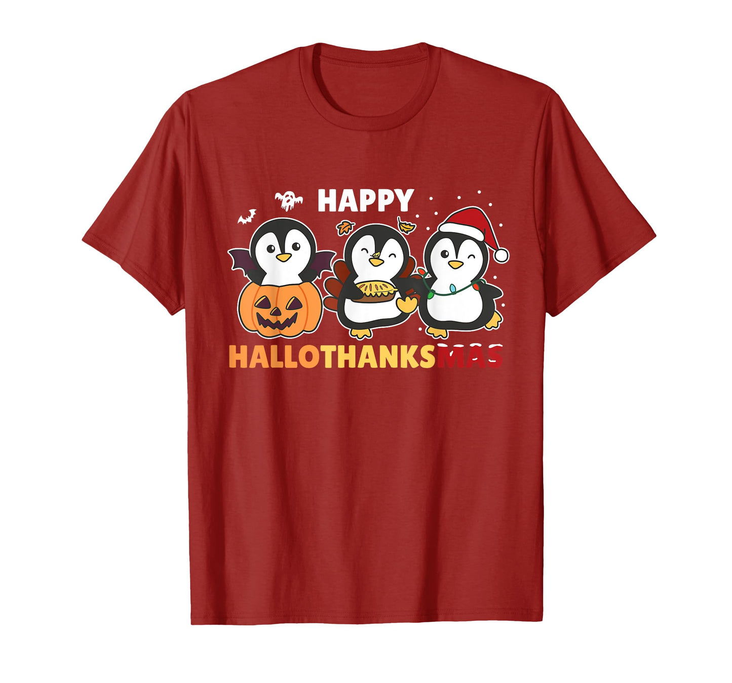 Penguin Christmas Halloween Costume Happy Hallothanksmas T-Shirt