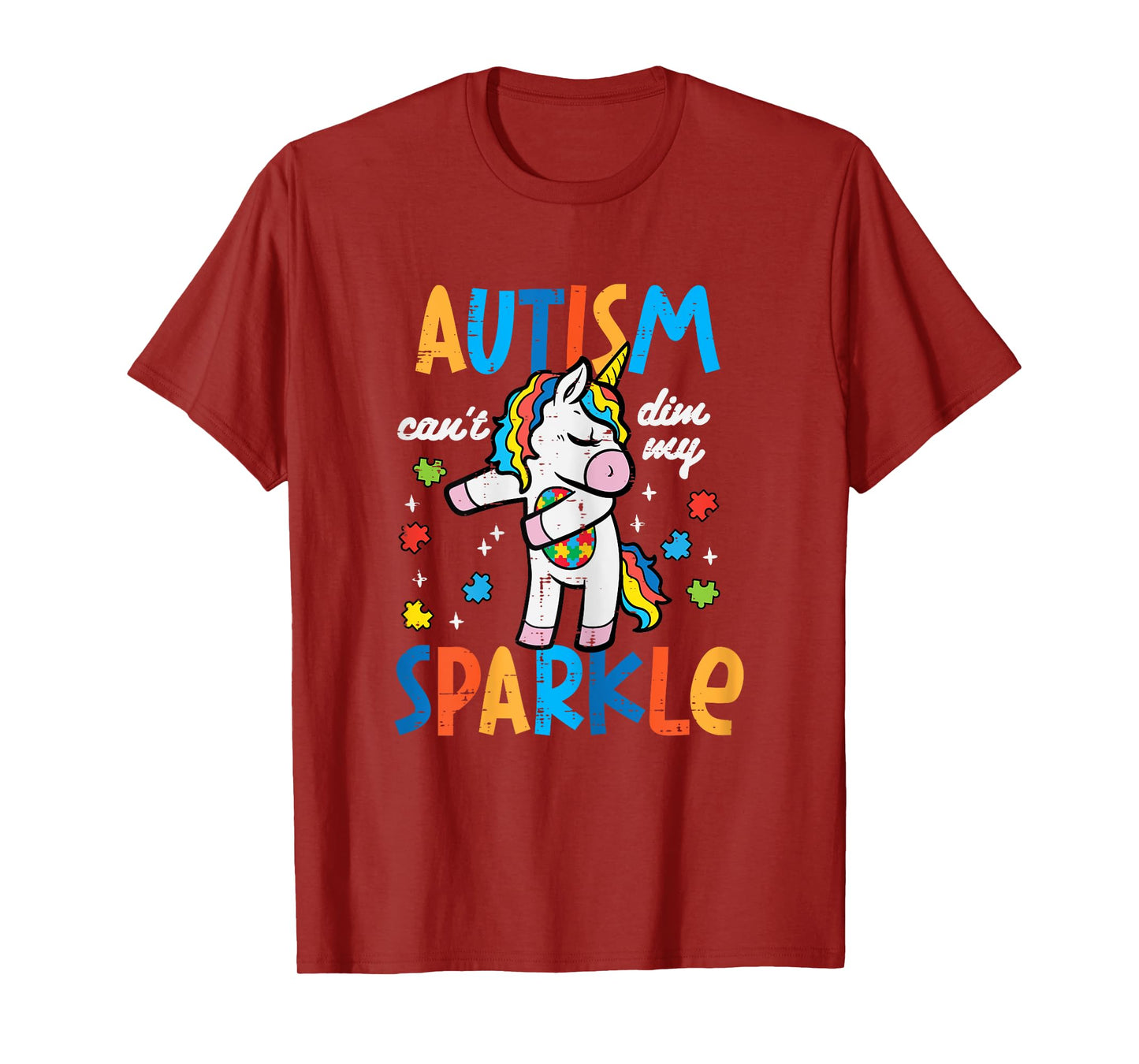 Autism Unicorn Floss Cant Dim My Sparkle Awareness Girls Kid T-Shirt