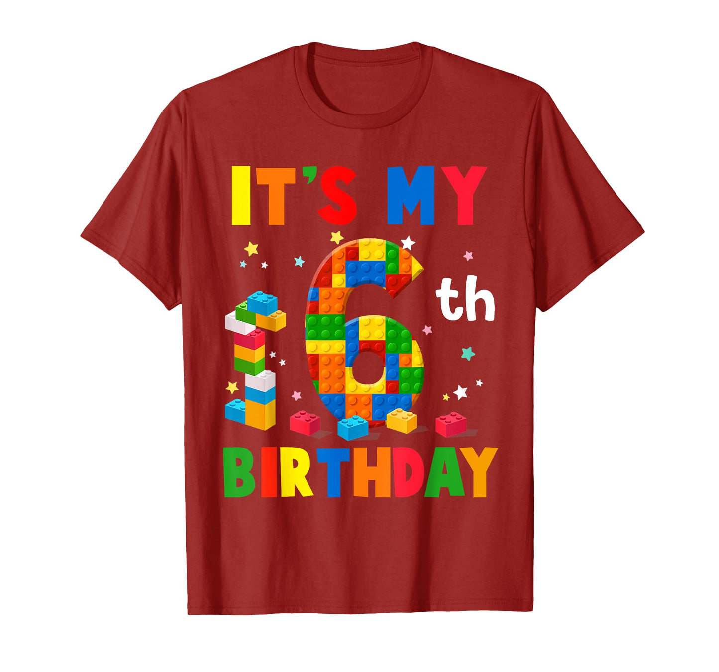 It's My 6th Birthday Building Blocks Bricks 6 Years Old Boy T-Shirt
