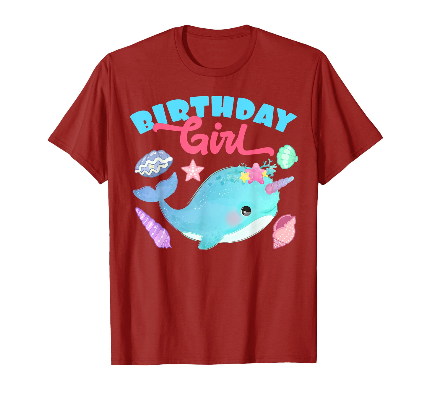 Birthday Girl CAke Candle Narwhale Animals Fish Top Narwhal T-Shirt