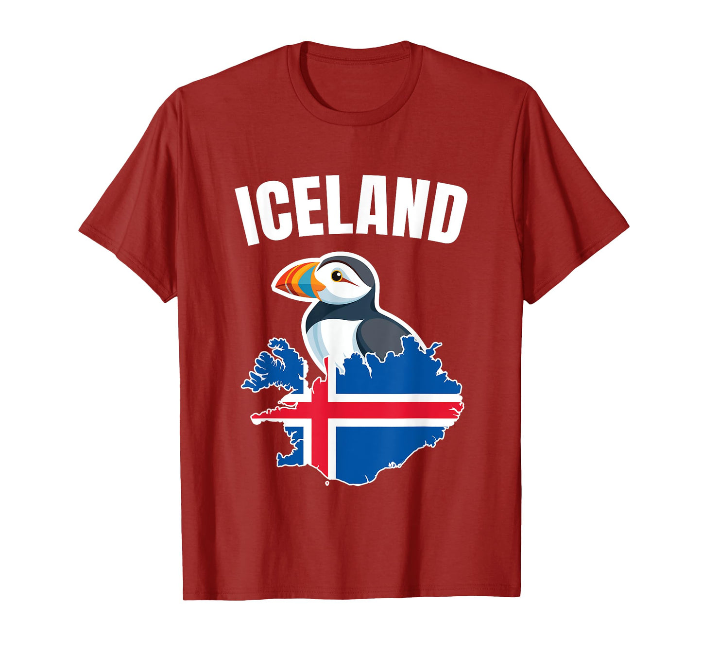 Iceland Map Puffin Bird Reykjavík Iceland Icelandic Vacation T-Shirt