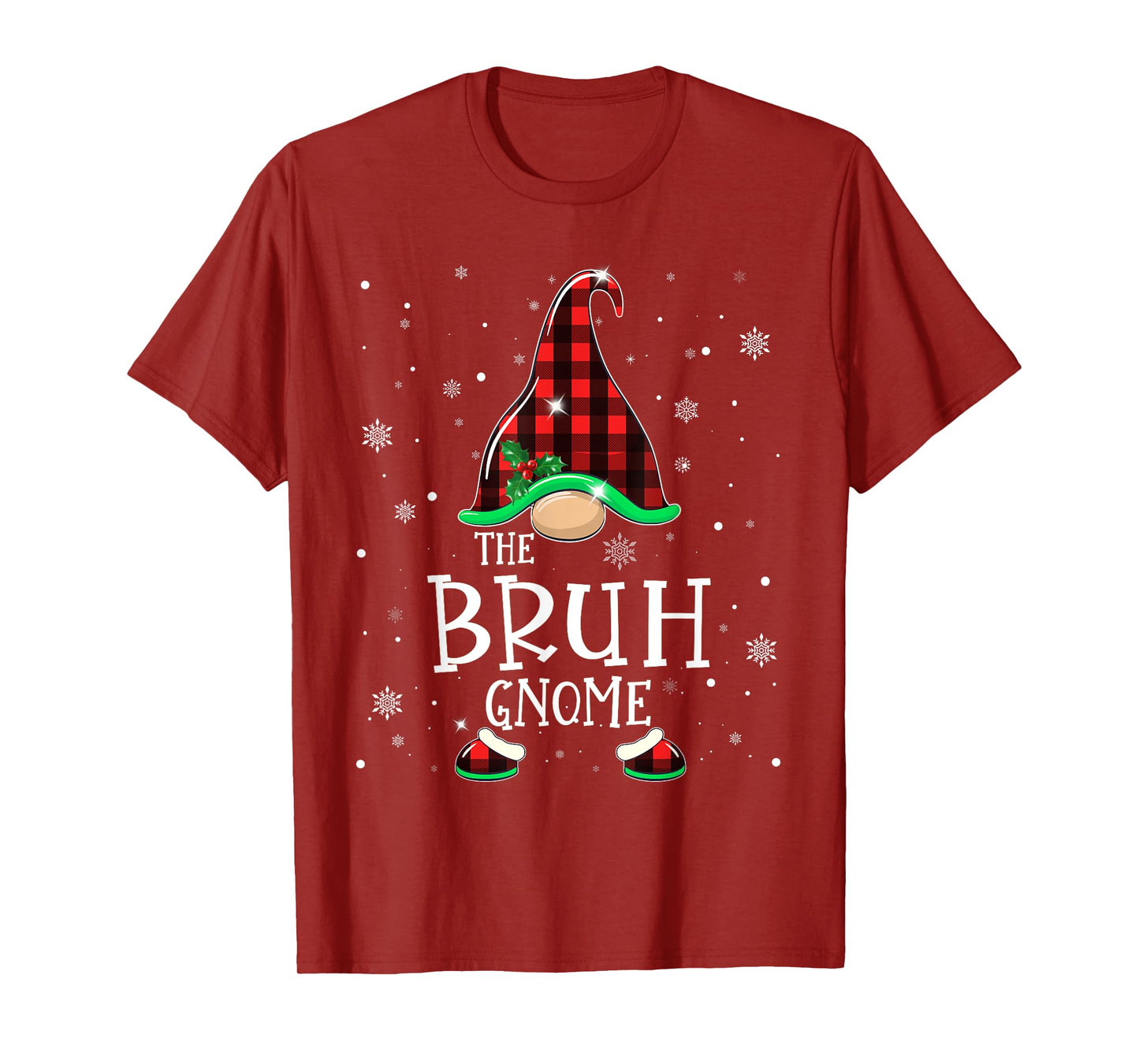 Funny BRUH Gnome Matching Christmas BRO Meme Teens Boys Xmas T-Shirt
