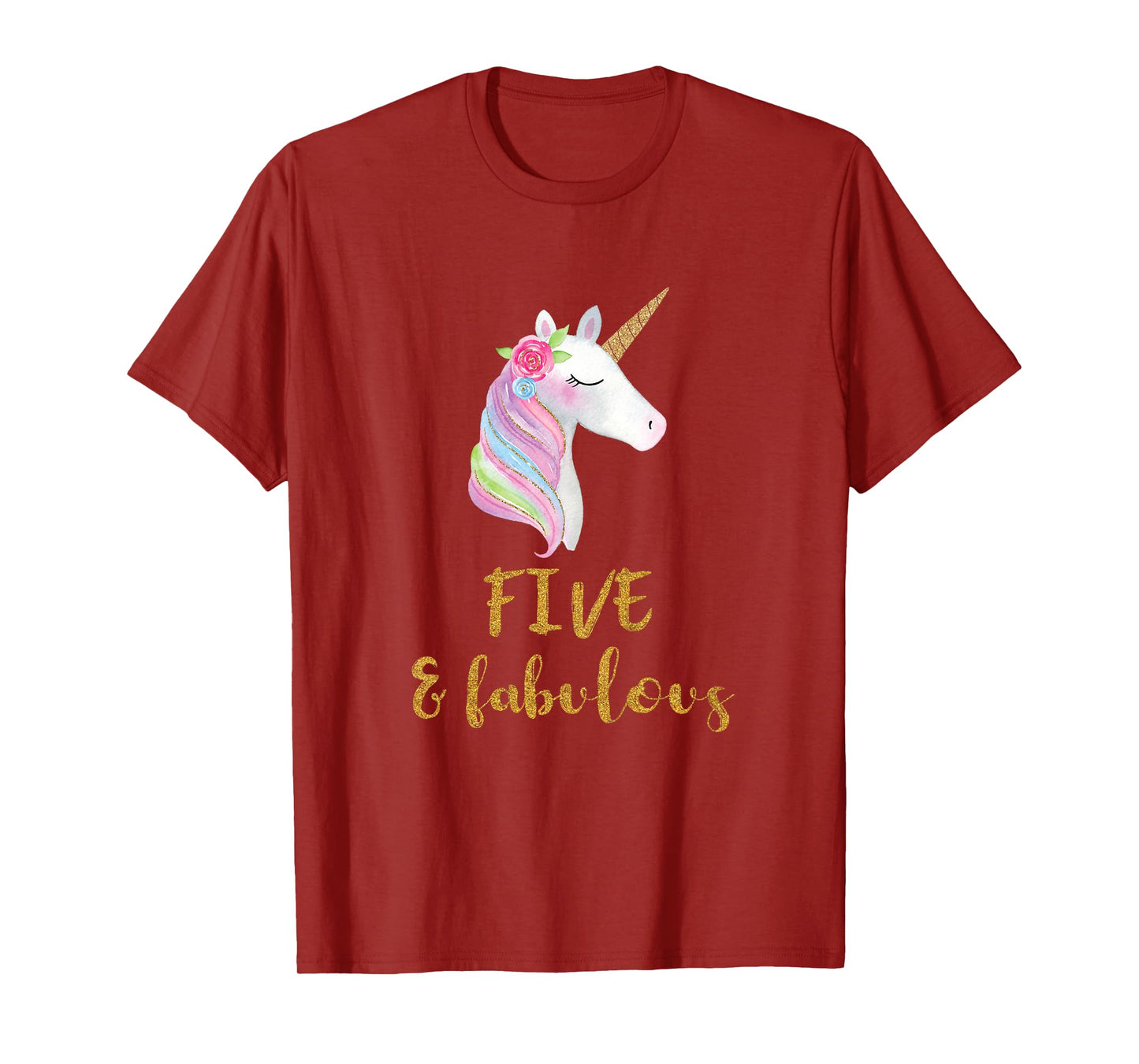 Five and Fabulous Unicorn Outfit, 5th Birthday Girl Shirt T-Shirt