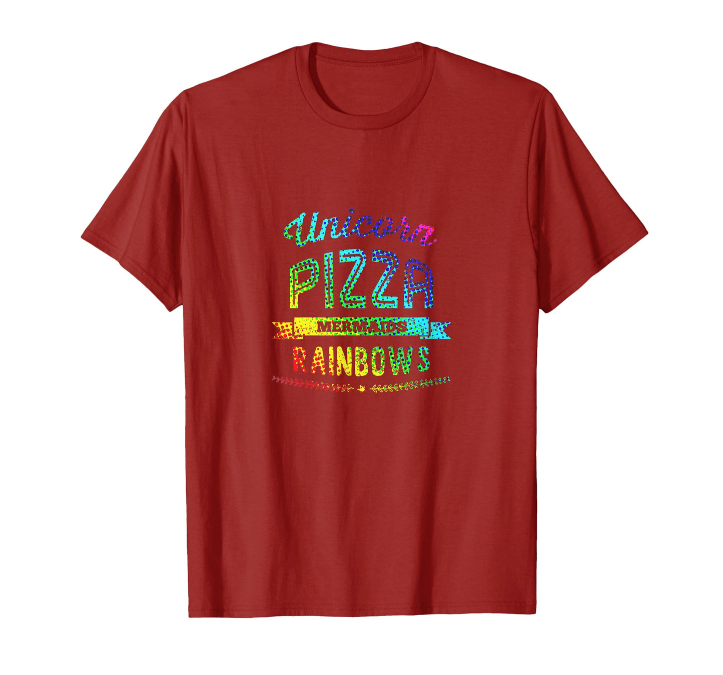 Unicorn Pizza Mermaids Rainbows Tshirt Eating Colors Fun Tee