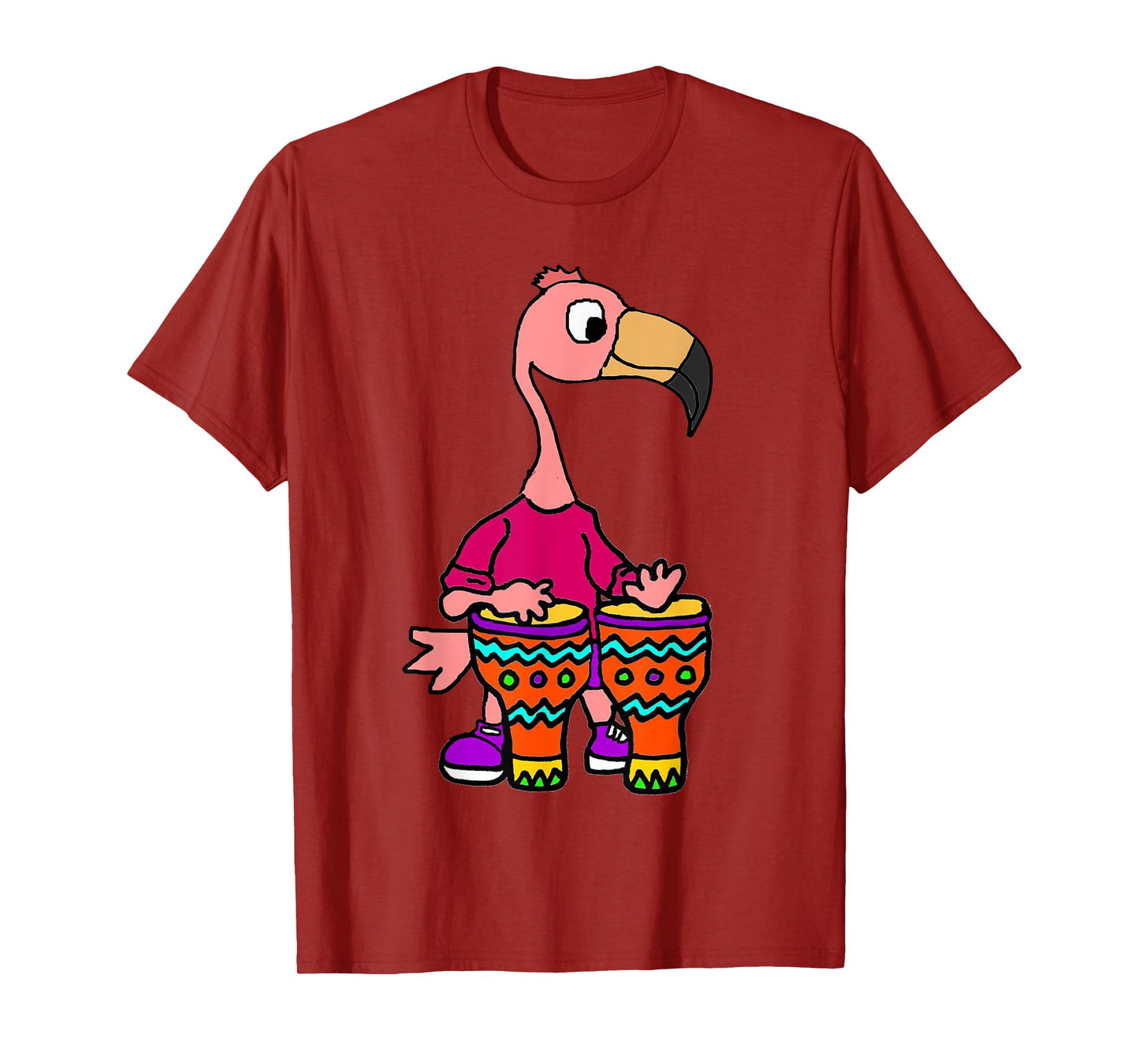 SmileteesMusic Cute Flamingo Playing Bongo Drums T-shirt T-Shirt
