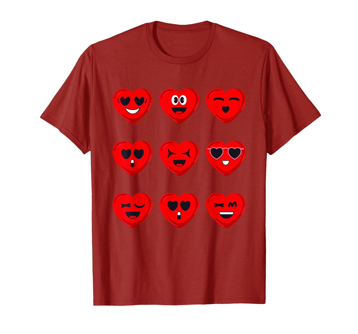 Valentines Day Silly Faces Hearts Funny Teens Boys Girls Kid T-Shirt