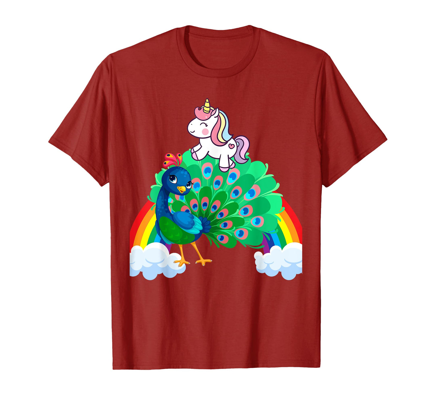 Unicorn Riding Peacock Boys Girls Men Women Kids Rainbow T-Shirt