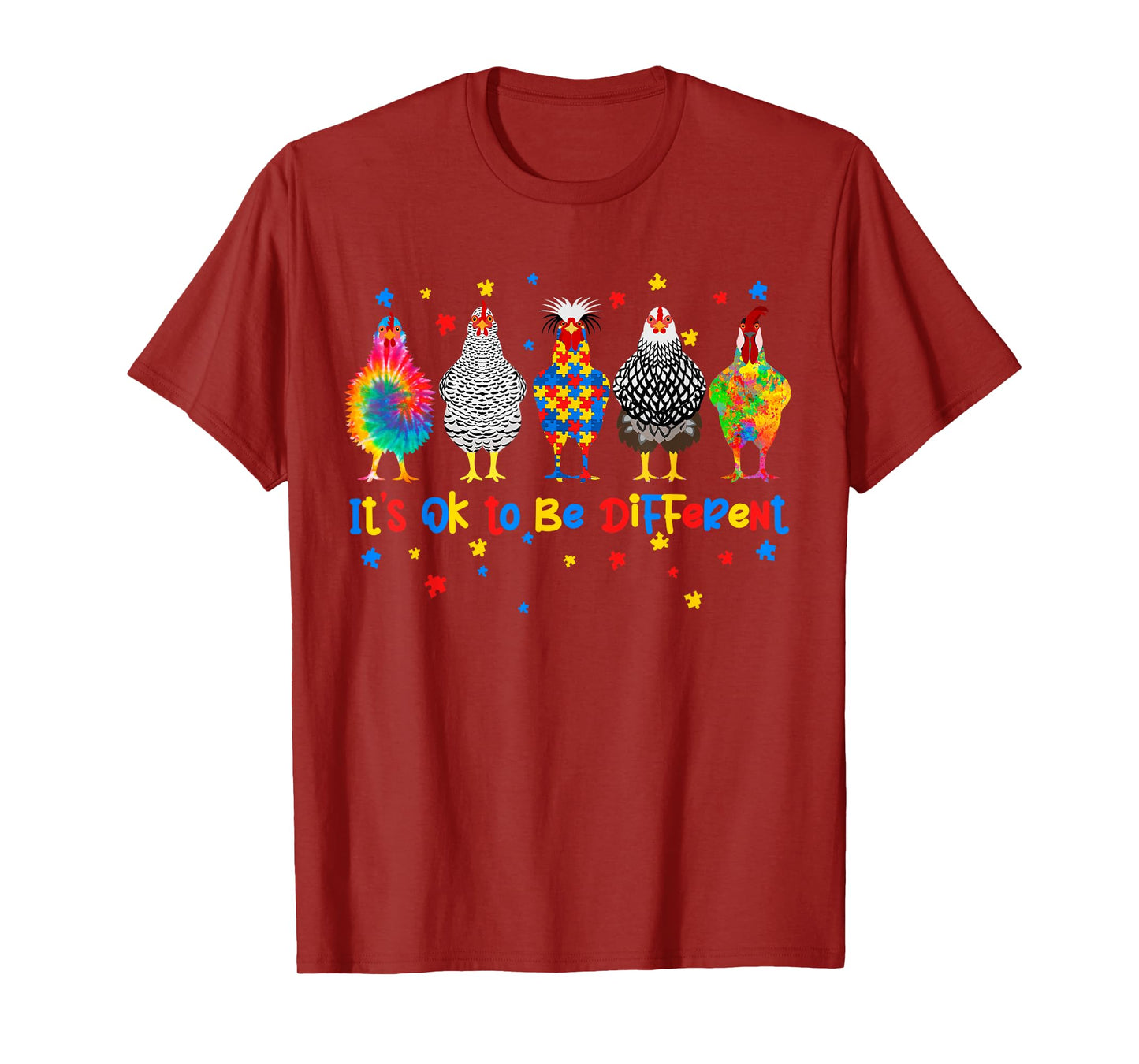 Its Ok To Be Different Chicken Autism Awareness Month Kids T-Shirt